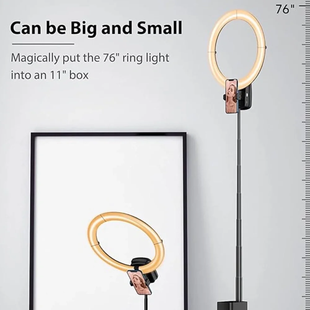 Tycom Ring Light with Tripod Stand and Phone Clip 10.2in/26cm, Selfie Li…